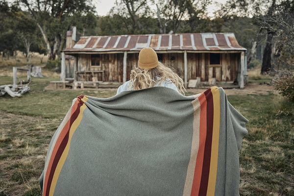 Our National Blanket | Khaki Melange Multi Stripe