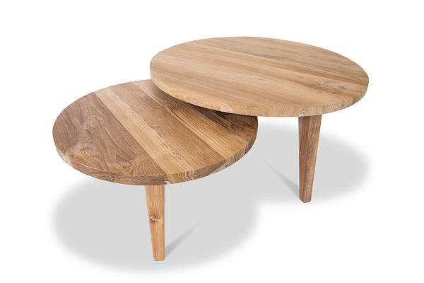 Teak nested round coffee table