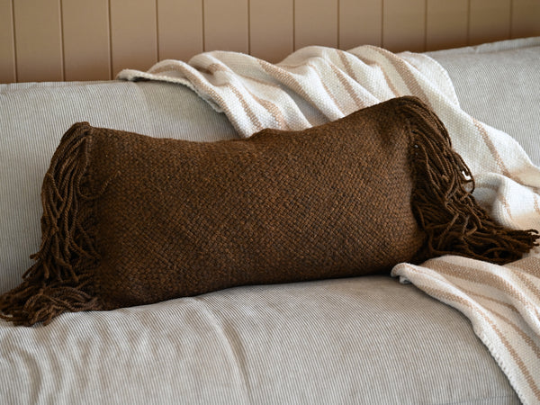 Casapacha Cushion with Tassels | Chocolate