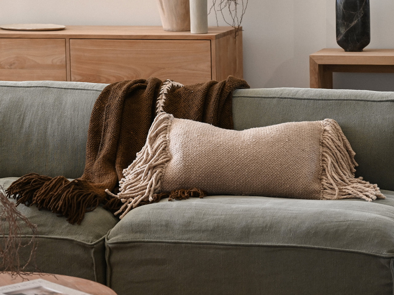 Casapacha Cushion with Tassels | Sand