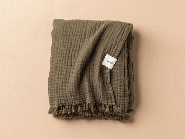 Enes Cotton Throw | Dark Olive