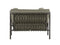 Gray outdoor sofa with woven backrest on a white background