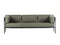 Green sofa with black metal frame on a white background