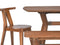 Wooden dining set with table, chair, and bench on a white background