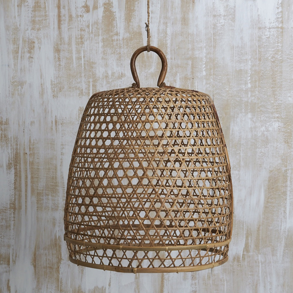 Handwoven Bamboo Natural Lighting with Handle Large
