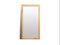 Rectangular mirror with a wooden frame on a white background